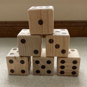 Giant Natural Wood Dice Set for Outdoor Games